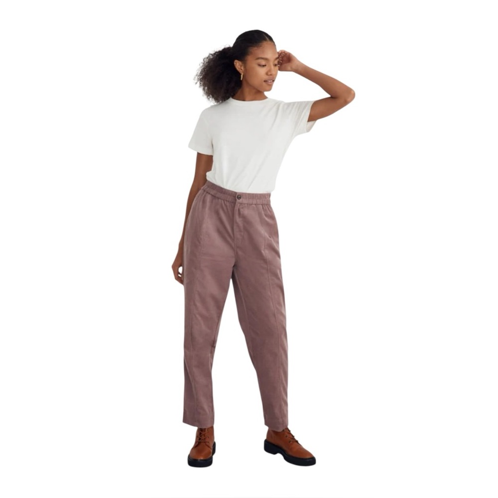 Madewell Corduroy Pull On Tapered Pants In Fig